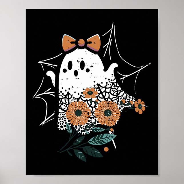 Póster Chicas de Halloween retro de baile fantasma (Frente)