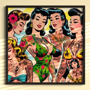 Póster Chicas de historietas tatuadas