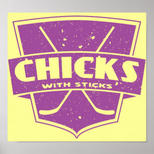 Póster Chicas de hockey con garrapatas