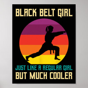 Póster Chicas de Karate Black Belt Promotion Funny Black