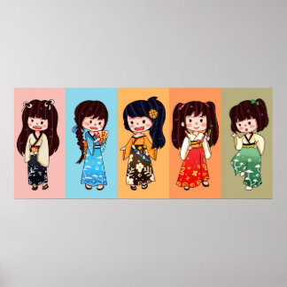 Póster Chicas de Kimono de Seijin no Hi