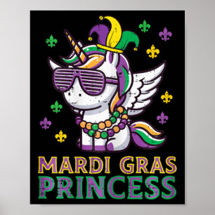 Póster Chicas de la princesa Mardi Gras Unicorn Unicorn