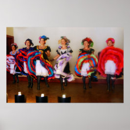 Póster Chicas de la Sala de Baile en el Antiguo Oeste