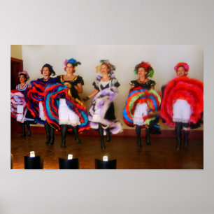 Póster Chicas de la Sala de Baile en el Antiguo Oeste