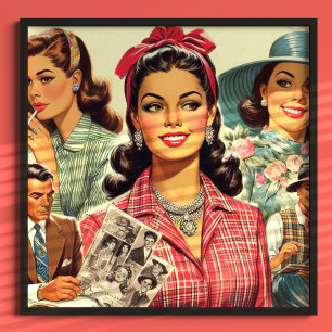 Póster Chicas de moda de belleza vintage