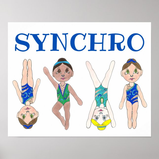 Póster Chicas De Natación Sincronizados Síncronos Deporte (Frente)
