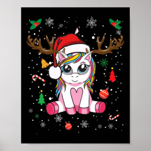 Póster Chicas de Navidades cuestas navideñas unicornio De