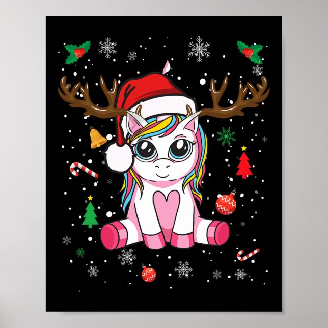 Póster Chicas de Navidades cuestas navideñas unicornio De (Frente)