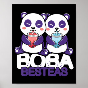 Póster Chicas de Panda Boba Bubble Tea Anime Kawaii Neko