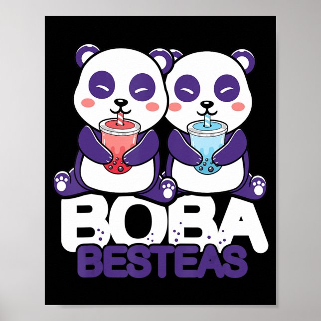 Póster Chicas de Panda Boba Bubble Tea Anime Kawaii Neko (Frente)