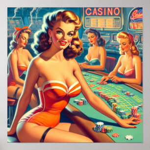 Póster Chicas de Retro Casino