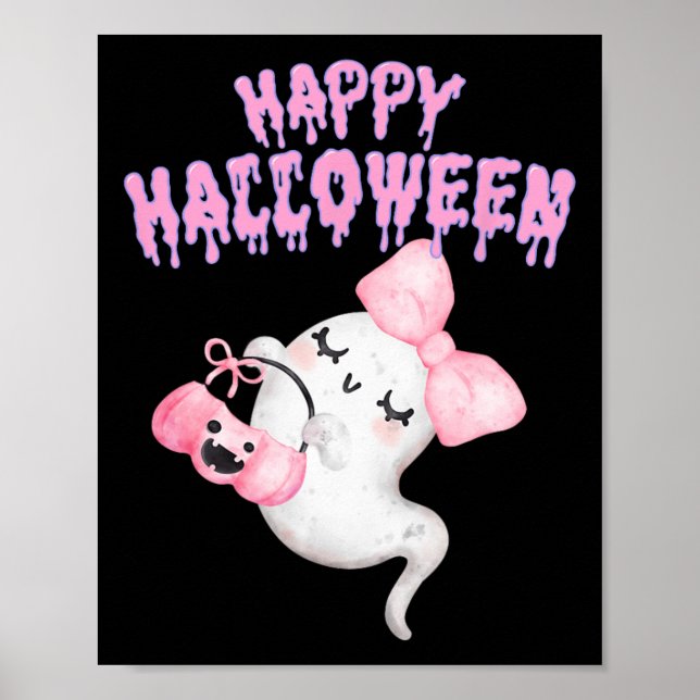 Póster Chicas de ropa de abrigo rosado de Halloween (Frente)