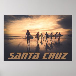 Póster chicas de surfistas de Santa Cruz California