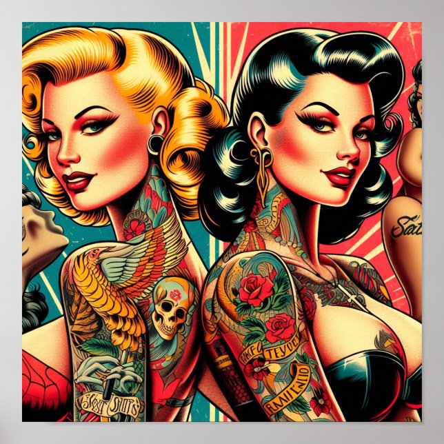 Póster Chicas de Tattooed Pin-up (Frente)