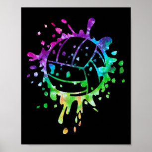 Póster Chicas de tinte de voleibol con problemas de bolas