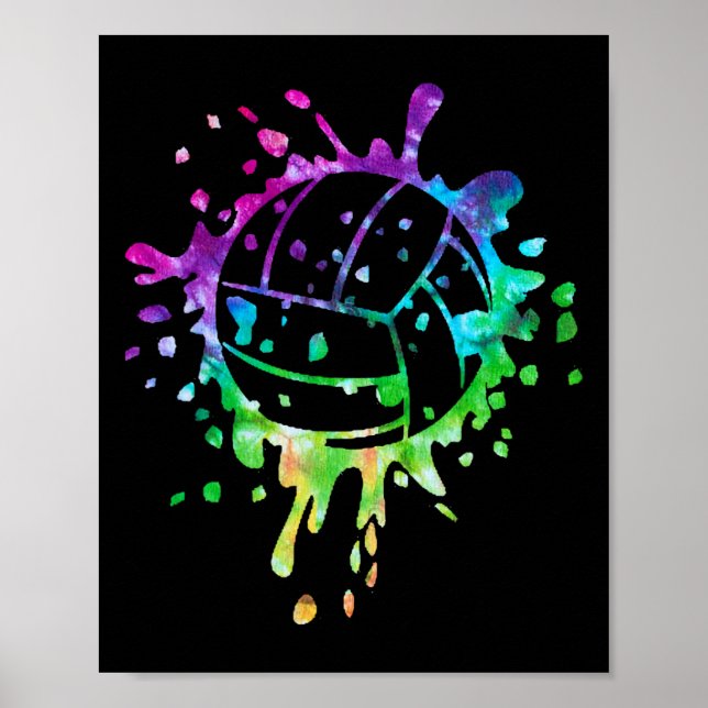 Póster Chicas de tinte de voleibol con problemas de bolas (Frente)