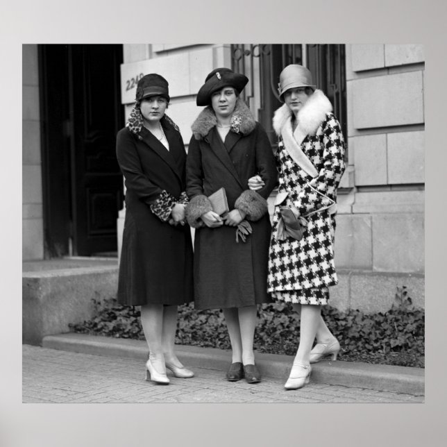 Póster Chicas del Flapper, Gorras del Cloche de los años  (Frente)