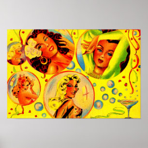 Póster chicas del glamour de los años 1940