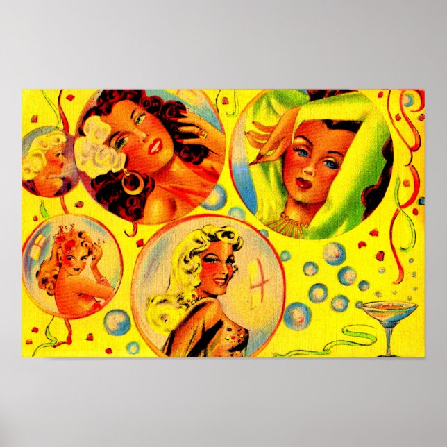 Póster chicas del glamour de los años 1940 (Frente)