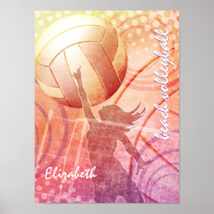 Póster Chicas deportivos Voleibol playa Sunset