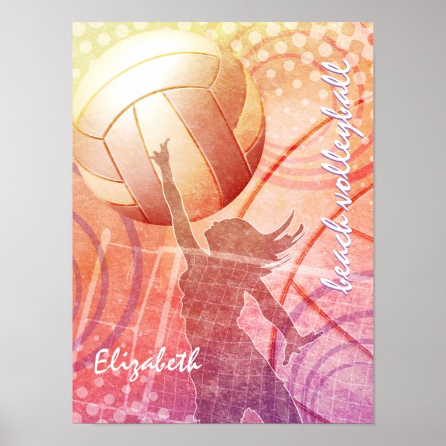 Póster Chicas deportivos Voleibol playa Sunset (Frente)