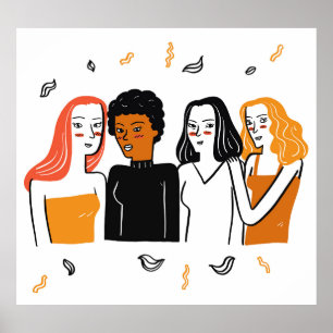 Póster Chicas diversas, varias nacionalidades juntas.