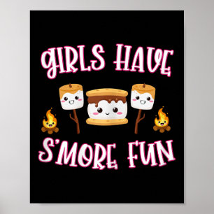Póster Chicas Divertidas de Camping Smores Tienen Más Div