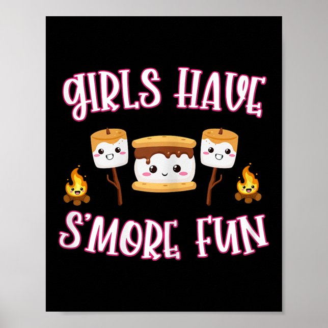 Póster Chicas Divertidas de Camping Smores Tienen Más Div (Frente)