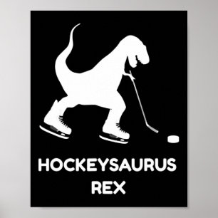 Póster Chicas divertidas Hockey sobre hielo T Rex Dinosau