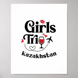 Póster Chicas Divertidas Viaje a Kazajistán Vino Vacación