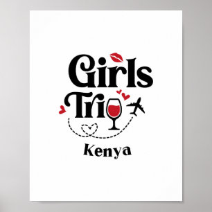Póster Chicas Divertidas Viaje a Kenia Vacaciones Vino