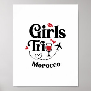 Póster Chicas Divertidas Viaje a Marruecos Vino Vacacione