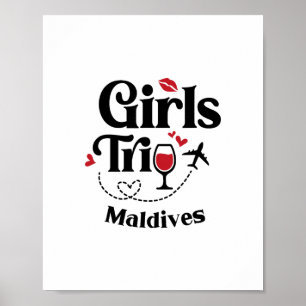Póster Chicas Divertidas Viaje de Vino Maldivas Vacacione