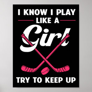 Póster Chicas divertidos diseños de hockey para mujeres n