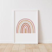 Chicas Earthy Boho Poster de guardería arcoiris