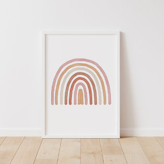 Póster Chicas Earthy Boho Poster de guardería arcoiris