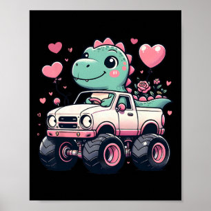 Póster Chicas educados niños Día de San Valentín Dinosaur