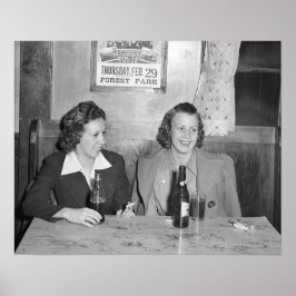 Póster Chicas en el Bar, 1940. Foto Antigua