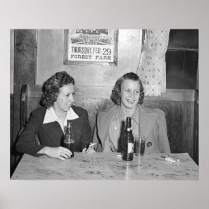 Póster Chicas en el Bar, 1940. Foto Antigua