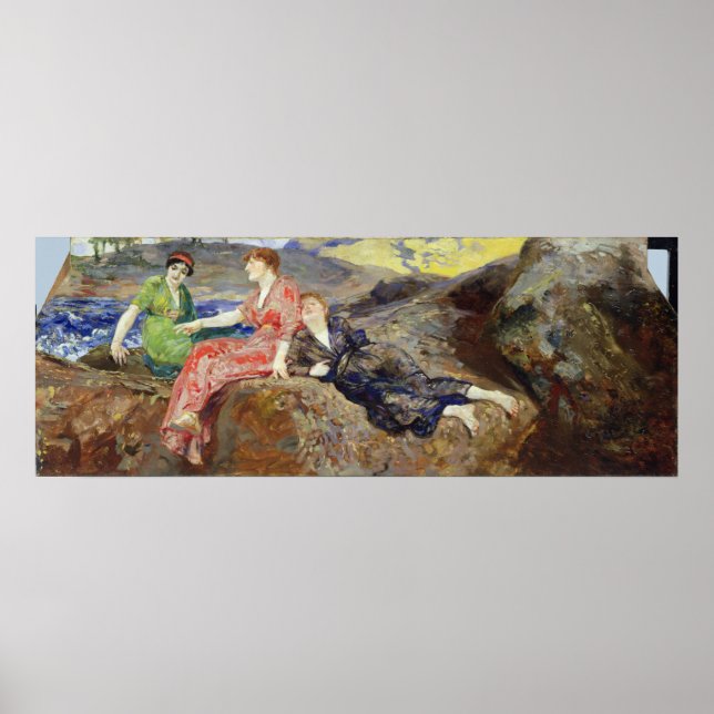 Póster Chicas en la costa, c.1884-85 (Frente)
