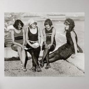 Póster Chicas en la playa de Atlantic City, 1922. Foto an