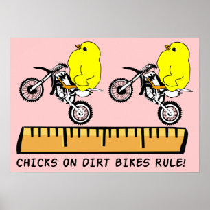 Póster Chicas en motocicletas de tierra dominan cartel de