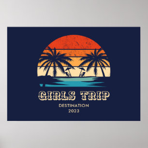 Póster Chicas en viaje de despedida de soltera con puesta