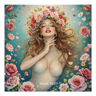 Póster Chicas fantasmas flores de corazón