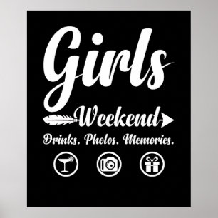 Póster Chicas fin de semana vacaciones beber fotos Recuer