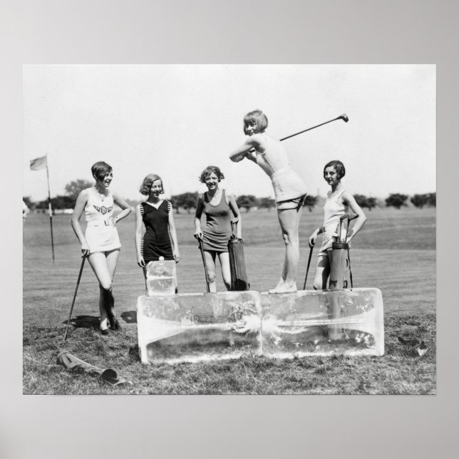 Póster Chicas Flapper Jugando Golf, 1926. Foto Antigua (Frente)