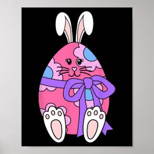 Póster Chicas florales de huevo de conejo lindo feliz día