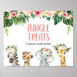 Póster Chicas Foliage Floral Safari Animales Rótulo de cu