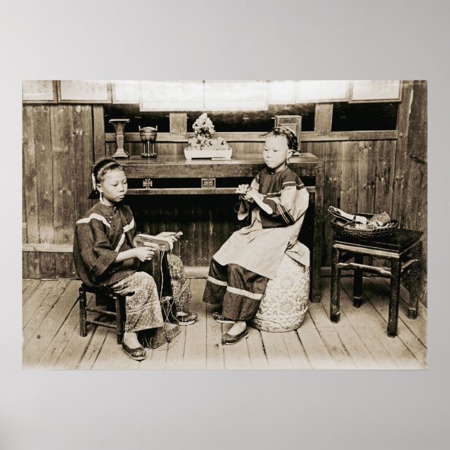 Póster Chicas FOTOGRÁFICOS DE HINGWHA CITY CHINA 1904 Hac (Frente)