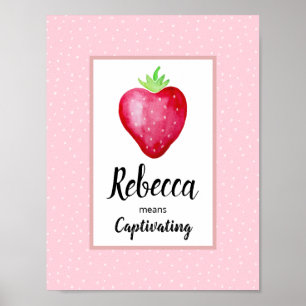 Póster Chicas Fresa de Acuarela Rosa y Significado del No